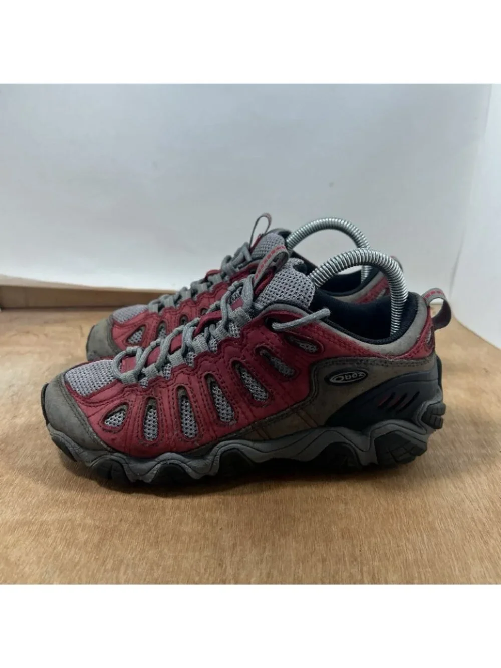 Oboz Bridger Mid B-Dry Waterproof Hiking Boots Women Size 7 Red Grey